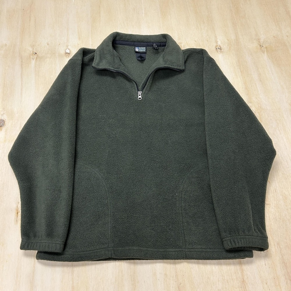 Vintage Outdoor Urban Terrain Sweatshirt Mens Med Green Fleece 1/4 Zip Pullover